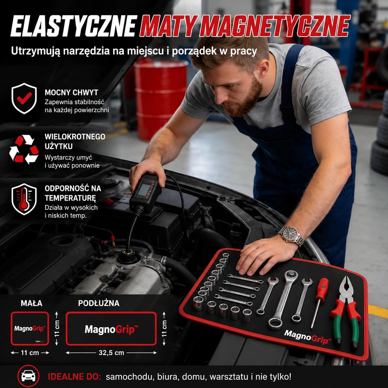 MagnoGrip™ – magnetyczna mata na narzędzia